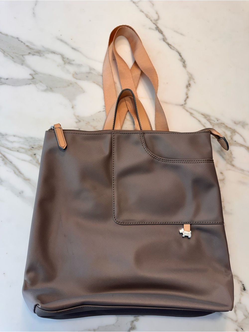 RADLEY LONDON Taupe Tote with Blush Contrast Straps
